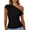 Black, variant on Spring Summer One Shoulder Daily Elegant Blouse Tops for Women Women's Summer Fashion Off Shoulder Asymmetrical Metal Buckle Short Sleeved Solid Color Top Casual T-shirt