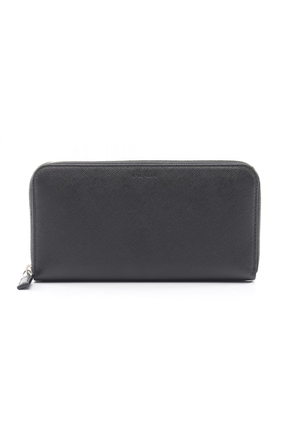Pre-Owned Prada PRADA embossed logo round long wallet, Saffiano leather, men's and women's,...