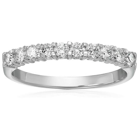 Vir Jewels 3/4 CTTW Diamond Wedding Band 14K White Gold 10 Stones Prong Set Round Size 5 Female Adult