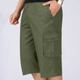 thumbnail image 4 of OGLCCG Men's 3/4 Long Cargo Shorts Cotton Casual Twill Elastic Below Knee Loose Capri Pants Multi-Pocket Athletic Workout Capris for Big and Tall Men, 4 of 5