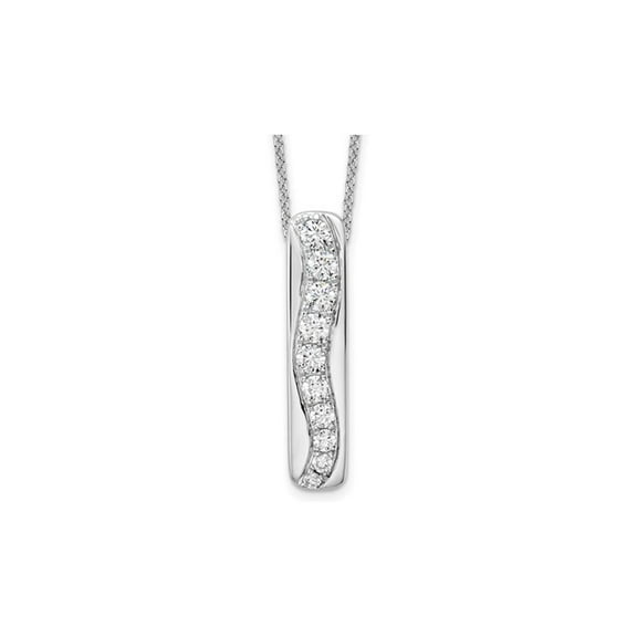 3/4 Carat (Ctw VS2-SI1, D-E) Lab-Grown Diamond Stick Pendant Necklace in 14K White Gold with Chain for Women