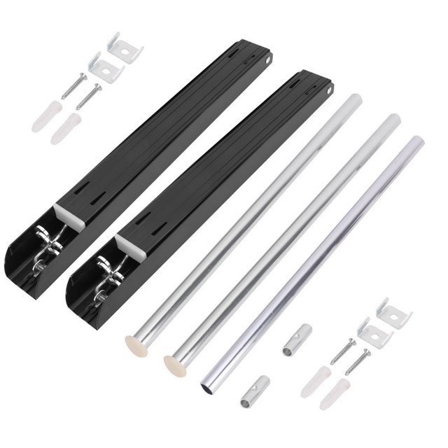 120 cm Rod Space Aluminio Pared Plegable Soporte Doble Percha para Ropa Rejilla de Secado Retráctil Negro