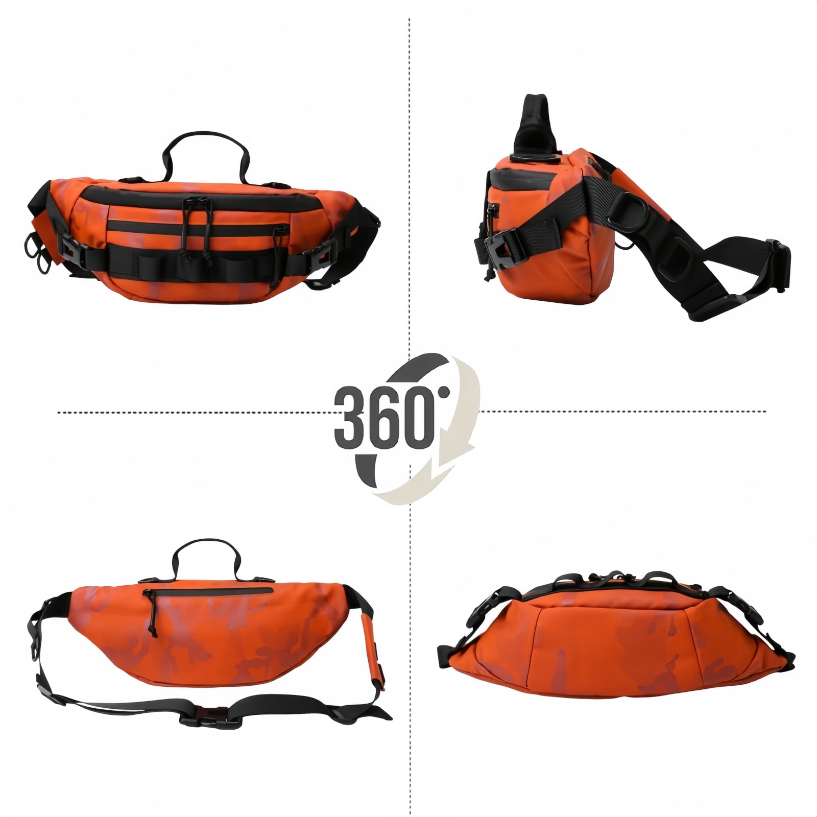 SIX DEER Waterproof Fishing Waist Pack, Tactical Sling Crossbody Bag with Fishing Tool Organizer, Multi-Purpose Water-Resistant Fanny Pack for Fishing, Hiking and Everyday Carry