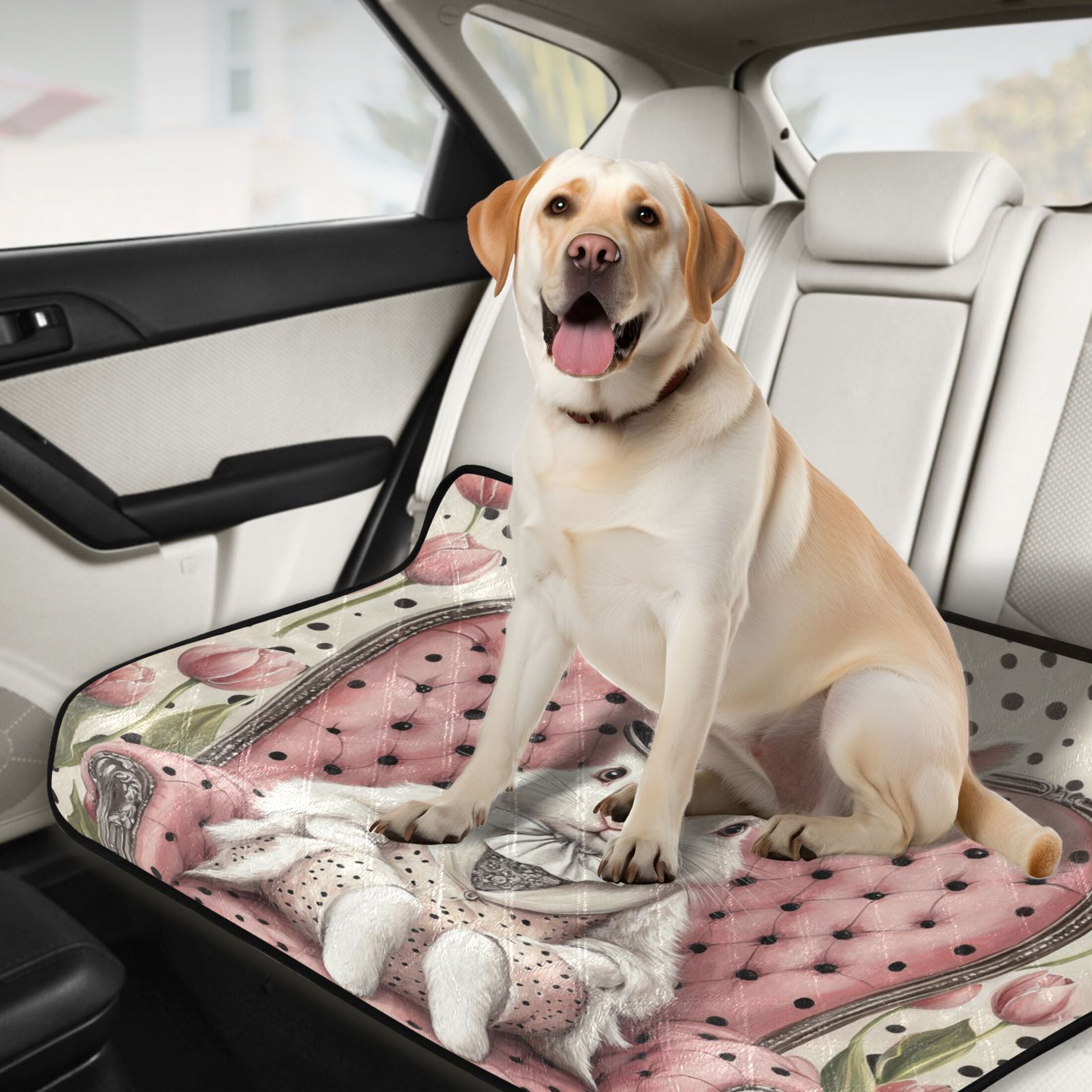 Qxltty Gentleman White Rabbit Cat litter Pads Pet Set of 2 Diaper Mats Center Anti-leakage Layer Absorbent Soft and Comfortable