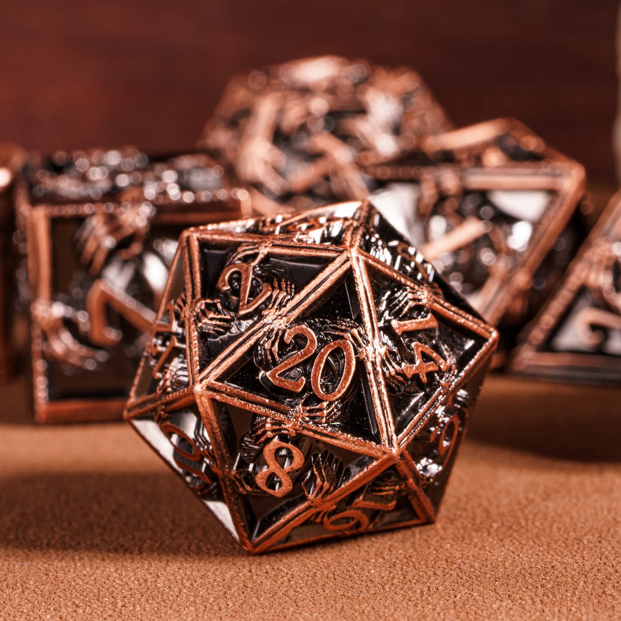 Cusdie 7-Die Metal DND Dice Set, Ghost Claw Design Metal Polyhedral D&D Dice Set for DND Dungeons and Dragons TTRPG Role Playing Games