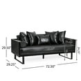 thumbnail image 3 of Noble House Gould Faux Leather Upholstered Oversized Loveseat with Accent Pillows, Midnight Black and Black, 3 of 8