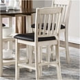 thumbnail image 2 of Antique White Finish Counter Height Chairs, Set of 2, Dark Brown Faux Leather Seats, White Washed Wood Dining Room Furniture, 2 of 6