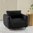 thumbnail image 3 of Oversize Accent Chairs for Living Room,Lambswool Upholstered Reading Armchair,Mid Century Modern Arm Chair Single Sofa Chair,Single Sofa Chair for Living Room Bedroom Playroom,Black, 3 of 7