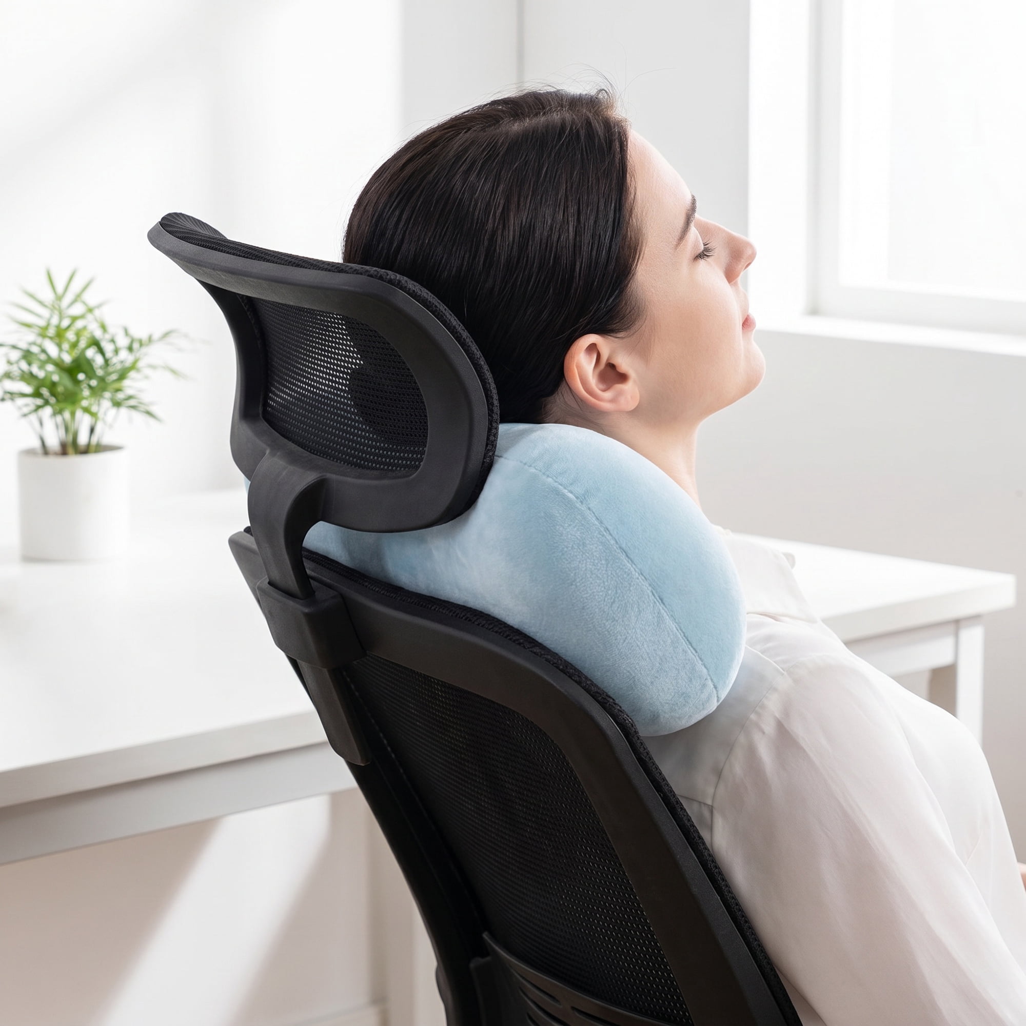 Unique Bargains Neck Pillow Sponge Cervical Support for Sleeping Blue B 16.5"x7.9"x4.3"