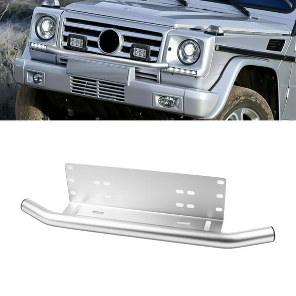 Xotic Tech Front Hood Bumper License Plate Bracket Holder Compatible with Most cars, Jeep, Truck, Pickup, SUV, 4x4 -No Drill (Silver)