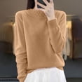 thumbnail image 2 of Oksale Knit Sweaters for Women Trendy High Neck Pullover Shirts Soft Comfy Long Sleeve Fall Tops Khaki XL, 2 of 8