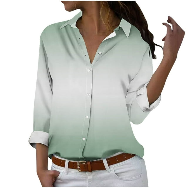 cfhntfmh Chemises Boutonnées pour Femmes Imprimé Rayé Manches Longues Blouses Col Automne Tops de Travail Amples