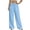 Blue women wide leg linen pants a1, variant on Cagogo Women Wide Leg Linen Pants Casual Elastic Waist Flowy Solid Lounge Long Trousers with Pockets Summer Comfortable Beach Party Pants for Women, Army Green 2XL