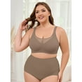 thumbnail image 2 of Chiclily Women's Wireless Bras Comfort Everyday Full Coverage Bra Coffee XL Supportive T-Shirt Bra, 2 of 8