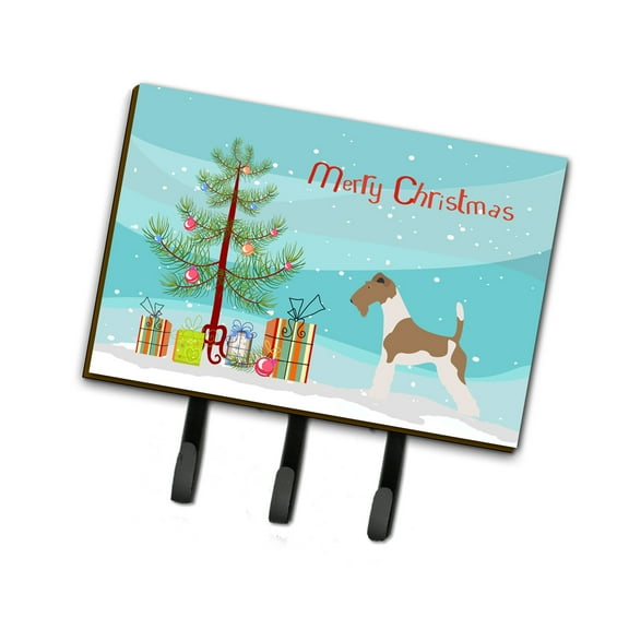 Carolines Treasures BB8446TH68 Wire Fox Terrier Christmas Leash or Key Holder Triple Hook multicolor