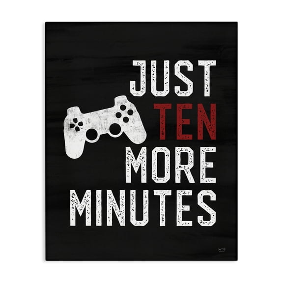 Stupell Industries Contemporary Ten More Minutes Gamer Saying Quote Controller Canvas Art, 16 x 20, by Lux Me Designs