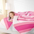 thumbnail image 4 of Homewish Cute Love Heart Full Size Comforter Sets for Teens, Pink Cartoon Abstract Bedding Comforter Set, Kawaii Princess Style Reversible Bedding Sets, Luxury Bedroom Decor, 3pcs, 4 of 8