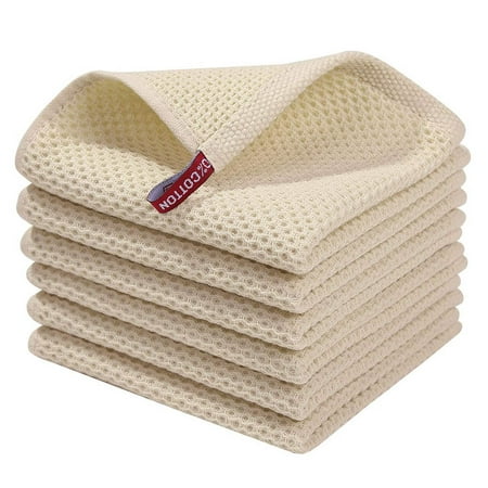 

100% Cotton Waffle Weave Kitchen Dish Cloths Ultra Soft Absorbent Quick Drying Dish Towels 12x12 Inches 15PC