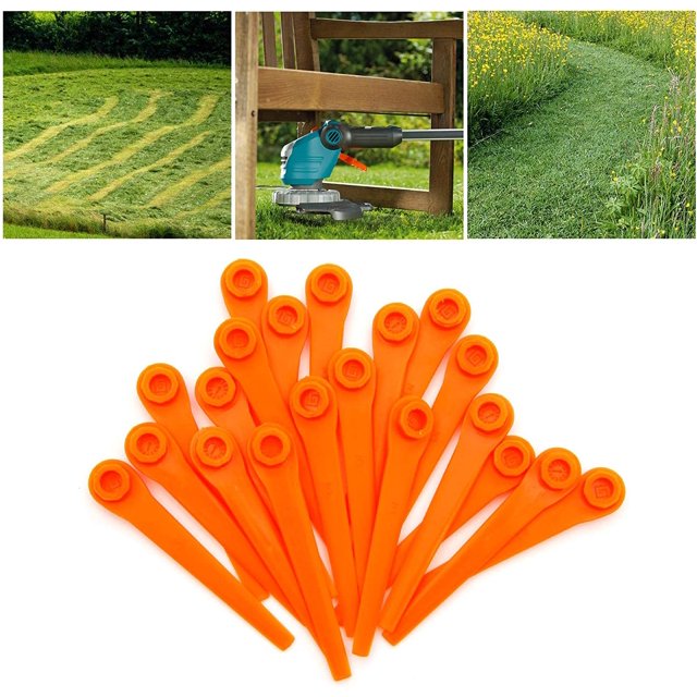 Naranja - para cortacésped Gardena 9823 9825, cuchillas de repuesto de plástico de 70 mm, paquete de 100