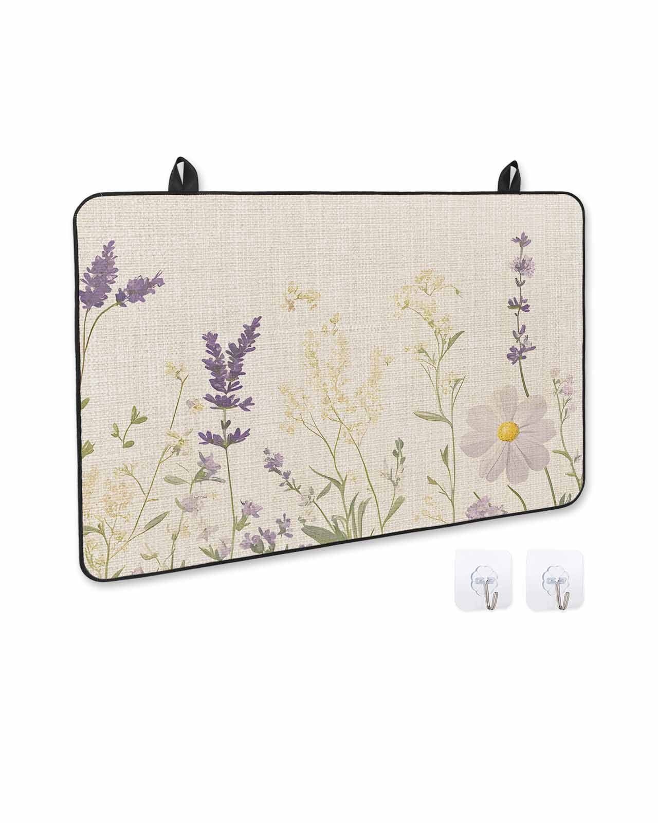 nqOlkjepod Large Induction Cooktop Protector Mat 24"x21", Floral Botanical Stove Top Covers for Electric Stove, Spring Retro Flowers Decorative Stove Burner Cover Mats, Glass Top Stove Cover