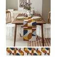 thumbnail image 3 of Table Runner Dresser Scarves 60 Inch Long, Mid Century Brown Grey Yellow Geometric Linen Dining Table Runners Abstract Color Blocks Tabletop Scarf for Wedding Holiday Party Kitchen, 3 of 7