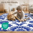 thumbnail image 4 of ODIKA 5'x7' Washable Area Rug Easy Care, Non-Shedding, Pet Friendly, Porcelain With Scrolling Botanical Border Chinoiserie Floral Refined Structured for Small Living Room, Bedroom, 4 of 7