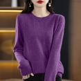 thumbnail image 3 of TKLPEHG Fall Clothes for Women Sweaters for Women Long Sleeve Crew Neck Soft Warm Pullover Tops Lightweight Knit Sweater (Purple,S), 3 of 3