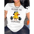 thumbnail image 1 of Camiseta para mujer veranoCreative Barbell Duck Pattern Printed Women'S Trendy Round Neck Short Sleeve, Simple Casual Sports T-Shirt, Comfortable Summer Top for Women During Holidays.Father's Day, M, 1 of 6