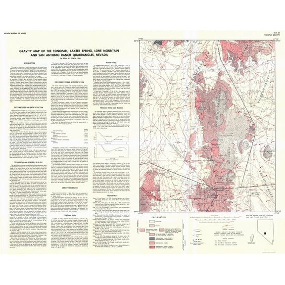 Historic Mine Map - Nevada Ranch Quad Gravity Mines - Erwin 1968 - 29.24 x 23 - Vintage Wall Art