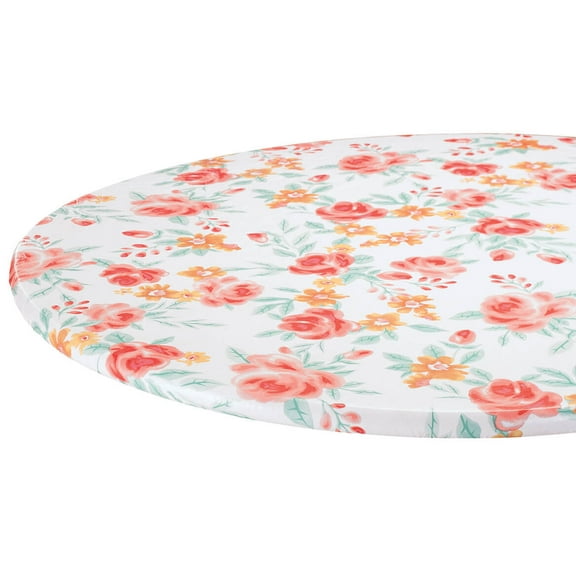 Watercolor Vinyl Elasticized Table Cover by HomeStyle Kitchen, 45" - 56" dia. Round