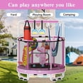 thumbnail image 6 of Baxluxe 55" 7-in-1 Upgraded Kids Trampoline, Reinforced Safe Design with Adjustable Height & Net, 500lbs Capacity Indoor and Outdoor Mini Trampoline for Boys & Girls Ages 3-8, Pink Cloud, 6 of 7
