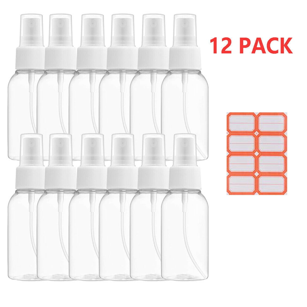 12 Pack Fine Mist Spray Bottle , 2 Ounce Clear Empty Mini Travel
