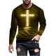 thumbnail image 2 of Blusas y camisas de manga larga con cuello redondo para hombre, blusa informal de manga larga con cuello redondo y estampado de rayas, blusa de poliéster para hombre, 2 of 5