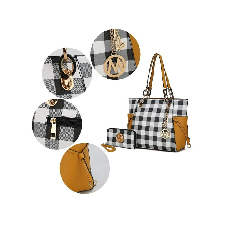 MKF Collection Yale Checkered Tote Bag with Wallet by Mia K.