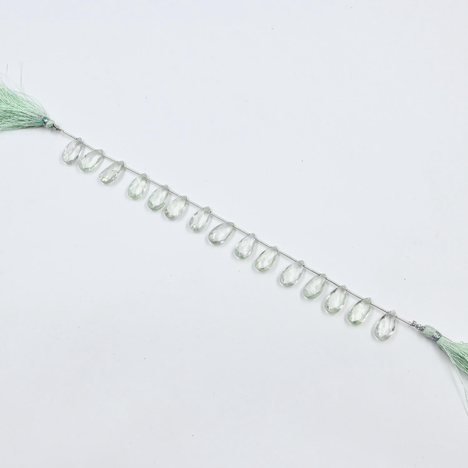 A.B. Gems Green Amethyst Faceted Pear Beads, Green Amethyst Gemstone Beads, DIY Jewelry Making Beads Healing Crystal Beads for Jewelry, Amethyst Beads