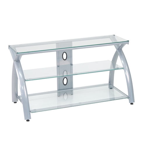 Calico Designs Futura 42" Wide 3 Shelf TV Stand in Silver / Clear Glass