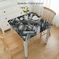 thumbnail image 3 of HAOXIT Waterproof Black and White Geometric Stripe Tablecloth - Perfect for Picnics 54''x54'', 3 of 8