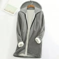 thumbnail image 1 of Ropa para mujer,Chaqueta polar para mujer, abrigo de invierno holgado con capucha y cremallera completa, tejido de pelo de cordero grueso y cálido, manga larga con bolsillos, sopatenor, 1 of 5
