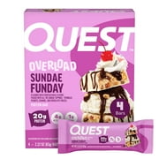 Quest Overload 20g Protein Bar, Sundae Funday Flavor, Protein Bars, Gluten-Free, 4 Count