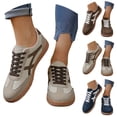 thumbnail image 3 of Lusa Women's Casual Low-Top Athletic Shoes Comfortable Non- Flat Sneakers Fashion Versatile All Season Lightweight Solid Color Vintage Lace-Up Cozy Casual Shoes Beige 38, 3 of 6
