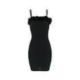 thumbnail image 4 of Qiylii Women's Sexy Feather Party Coctail Dress Faux Fur Trim Elegant Spaghetti Strap Bodycon Mini Dress Evening Club Wear, 4 of 8