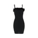 thumbnail image 4 of VISgogo, vestido ceñido al cuerpo con tirantes para mujer, decoración de plumas de Color sólido, vestido sin mangas con espalda descubierta, vestido de tirantes finos de verano VISgogo moda, 4 of 8