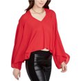 thumbnail image 1 of Blusa de punto drapeado Rachel Roy para mujer rojo mediano, 1 of 1