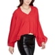thumbnail image 1 of Blusa de punto drapeado Rachel Roy para mujer rojo mediano, 1 of 1