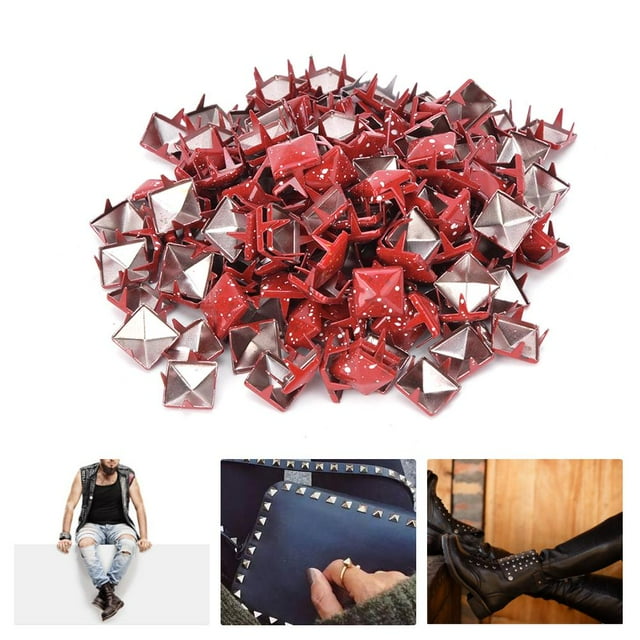 Herwey Four Claw Rivets, Decorative Rivet, 200Pcs Square Rivets Metal Stylish DIY Shoes Bags Hats Decoration Accessories 9mm