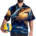 thumbnail image 4 of Starry Shark Men's Casual Printed Button Down Short Sleeve Spread Collar Beach Shirts for Summer, Unisex, 4 of 6