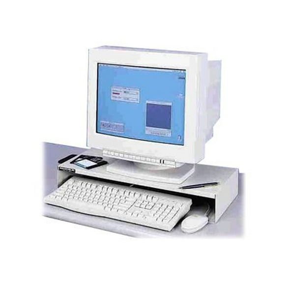 Martin Yale Mead-Hatcher PC Bridge - Support de Moniteur avec Rangement Clavier / Souris - Gris Perle