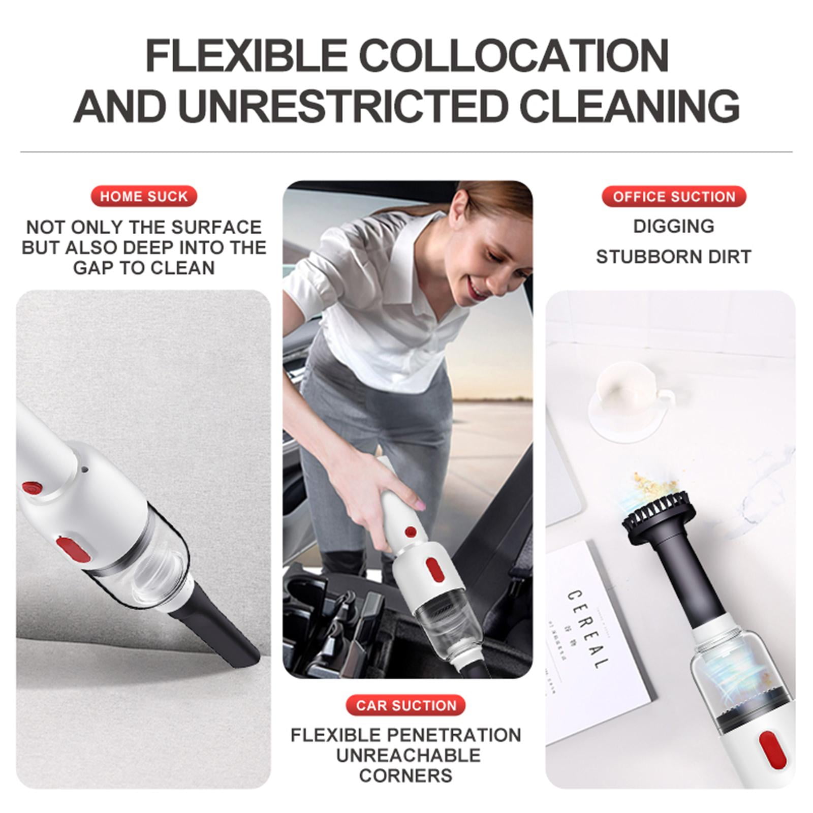 Car Vacuum Cleaner Rechargeable USB Handheld 3200PA Duster Powerful Suction Fast Charge High Power for Desktop , White