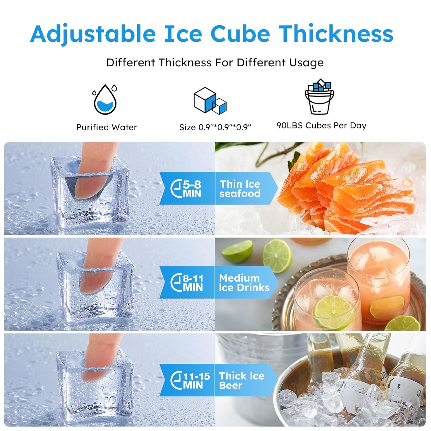 Ecojoy Commercial Ice Maker, 200Lbs/24H Under Counter Ice Machine, 400W Compressor 40LBS Storage Bin