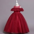 thumbnail image 4 of Wavsuf Flower Girls Dress Nets Wine Princess Dress Size 9-10 Years, 4 of 9